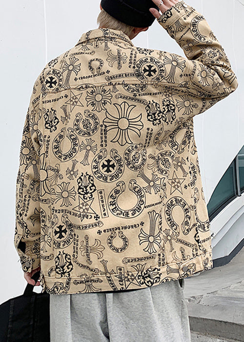 Yellow Peter Pan Collar Print Cotton Coats Fall Wa019