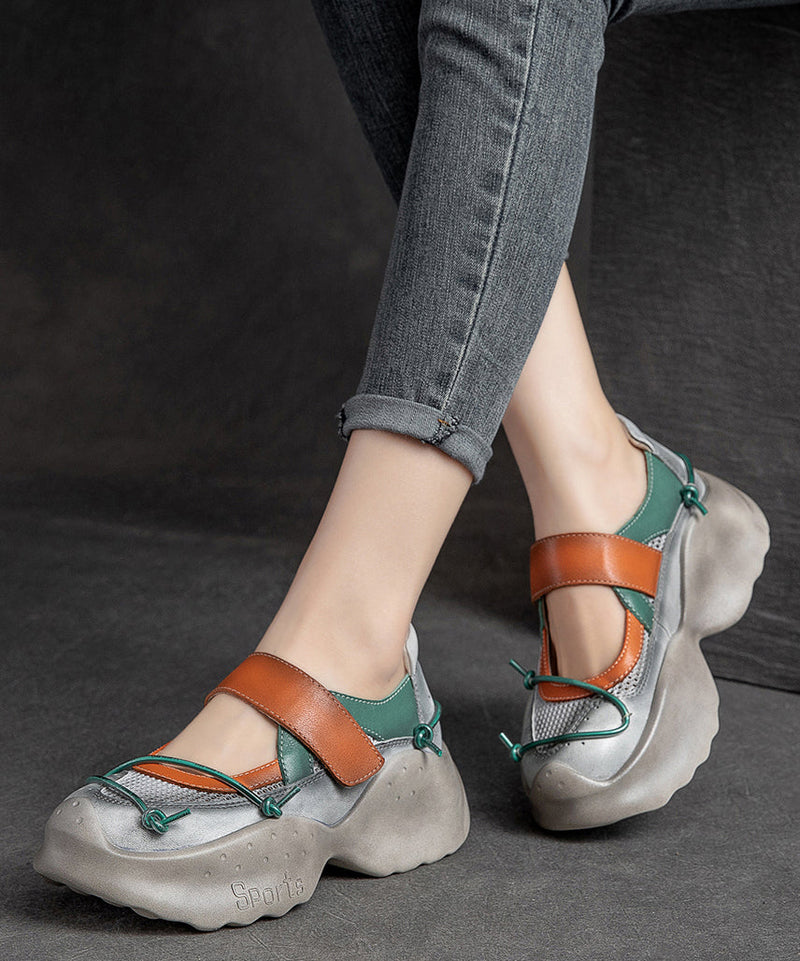 Yellow Platform Cowhide Leather Buckle Strap High Wedge Heels Shoes Sl1004