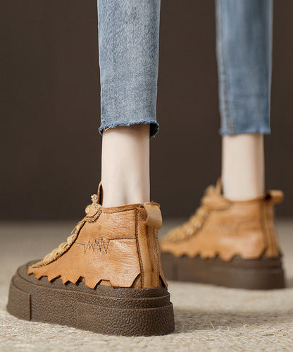 Yellow Splicing Platform Flats Shoes Jj012