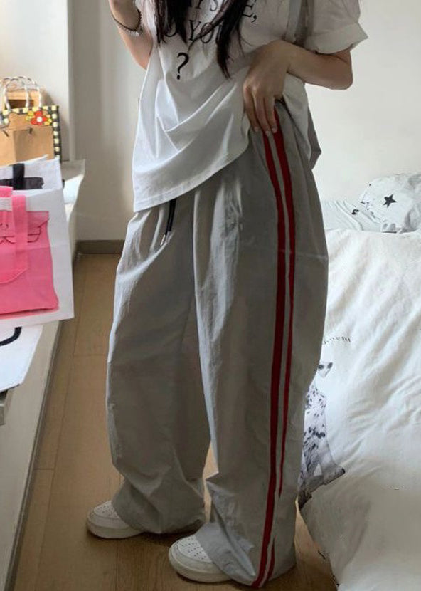 Pants Elastic Waist Yellow Spring Cotton Striped