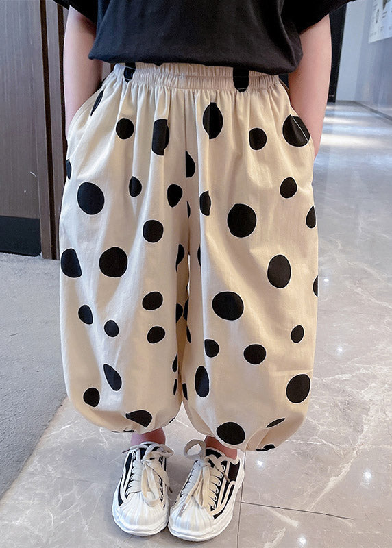 Apricot Dot Pink Kids Lantern Pants Spring Tv007