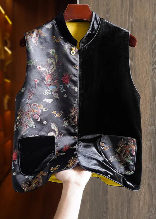 Embroidered Silk Velour Waistcoat Sleeveless