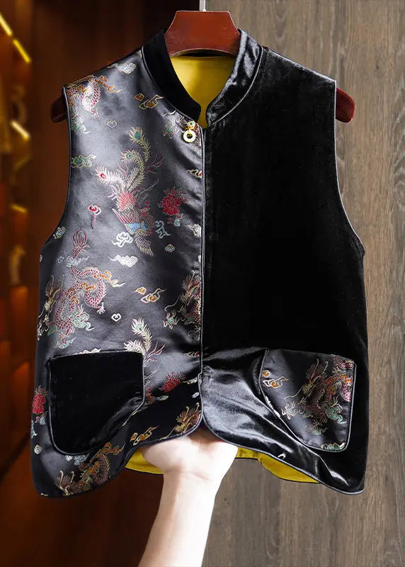 Embroidered Silk Velour Waistcoat Sleeveless