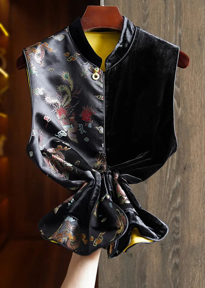 Embroidered Silk Velour Waistcoat Sleeveless