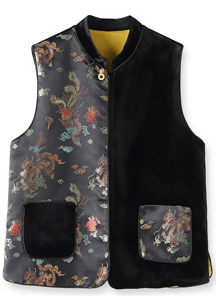 Embroidered Silk Velour Waistcoat Sleeveless