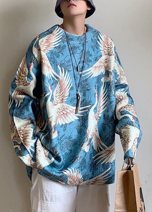 Black O Neck Print Cozy Knit Sweaters Winter Wj023