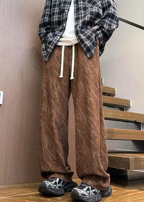 Black Pockets Lace Up Corduroy Pants Spring Rm047