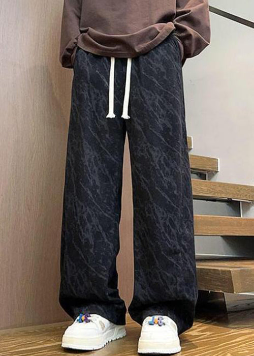 Black Pockets Lace Up Corduroy Pants Spring Rm047