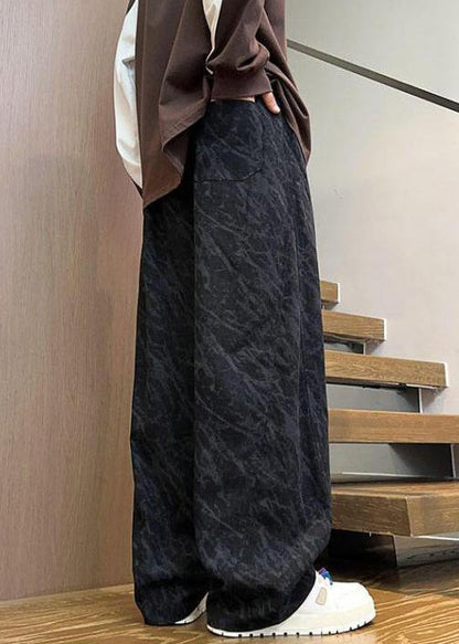 Black Pockets Lace Up Corduroy Pants Spring Rm047
