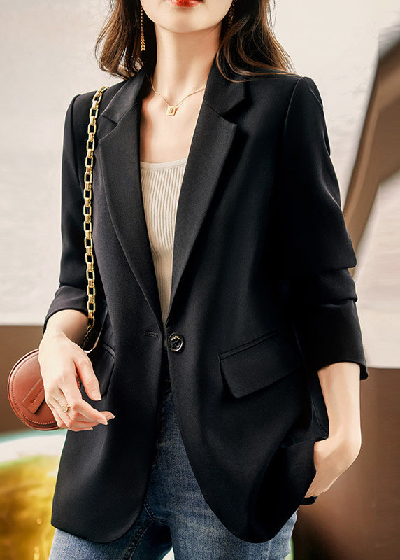 Coffee Peter Pan Collar Pockets Button Suit Coat Fall Rs038