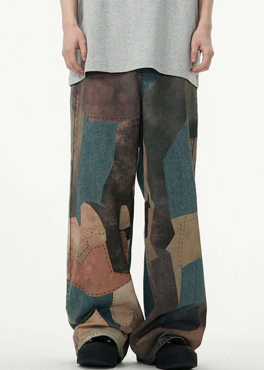 Colorblock High Wais Patchwork Pants Sa025