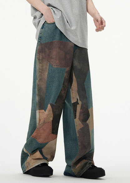 Colorblock High Wais Patchwork Pants Sa025