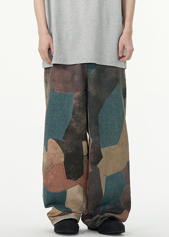 Colorblock High Wais Patchwork Pants Sa025
