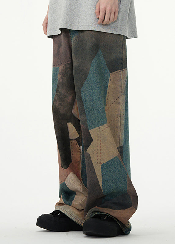 Colorblock High Wais Patchwork Pants Sa025