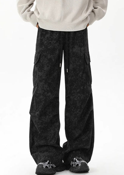 Corduroy Dye Tie Pants Waist Khaki Pockets Elastic