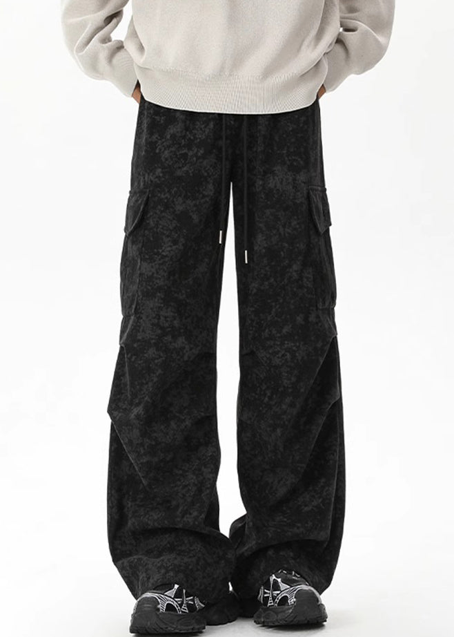 Corduroy Dye Tie Pants Waist Khaki Pockets Elastic
