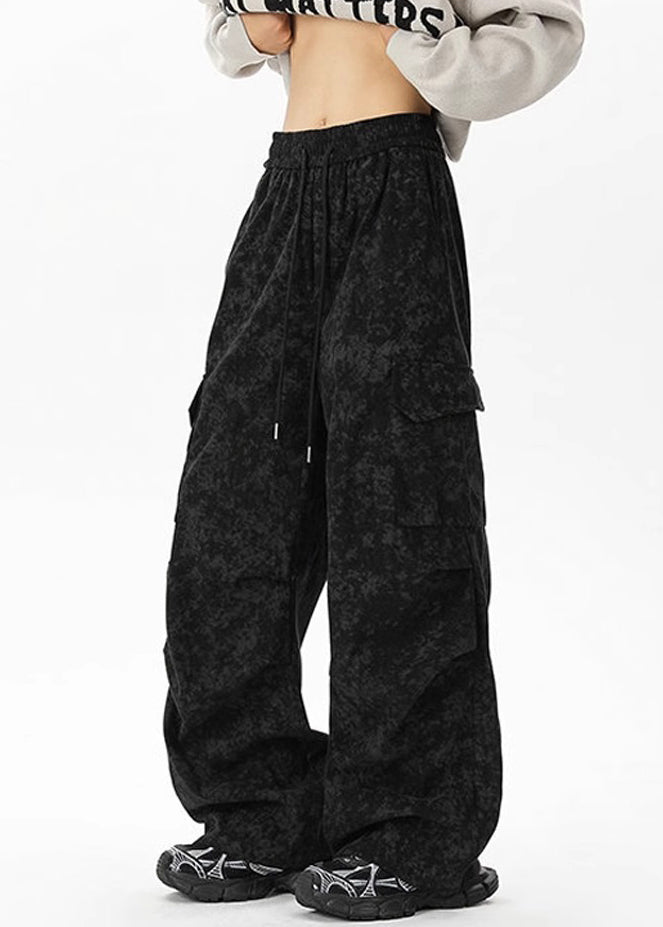 Corduroy Dye Tie Pants Waist Khaki Pockets Elastic