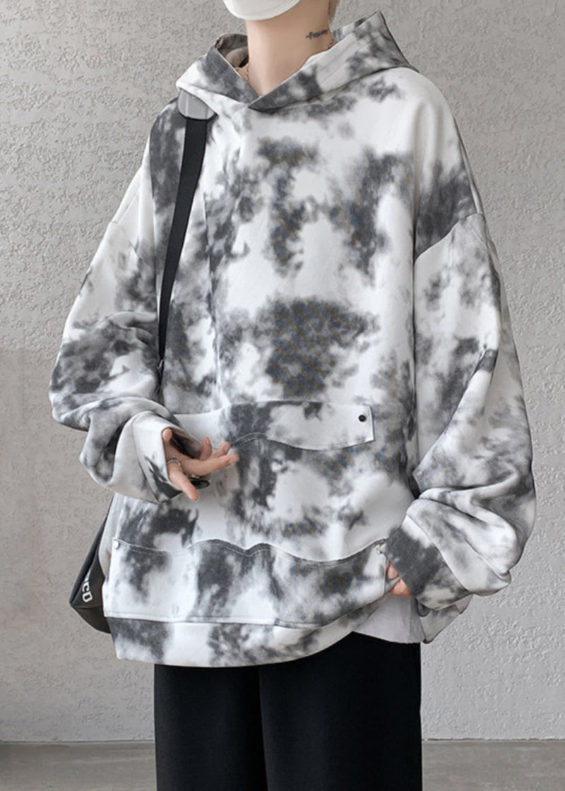 Purple Hooded Tie Dye Cotton Sweatshirt Fall Rp053