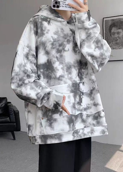 Purple Hooded Tie Dye Cotton Sweatshirt Fall Rp053