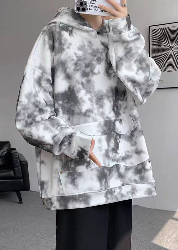 Purple Hooded Tie Dye Cotton Sweatshirt Fall Rp053