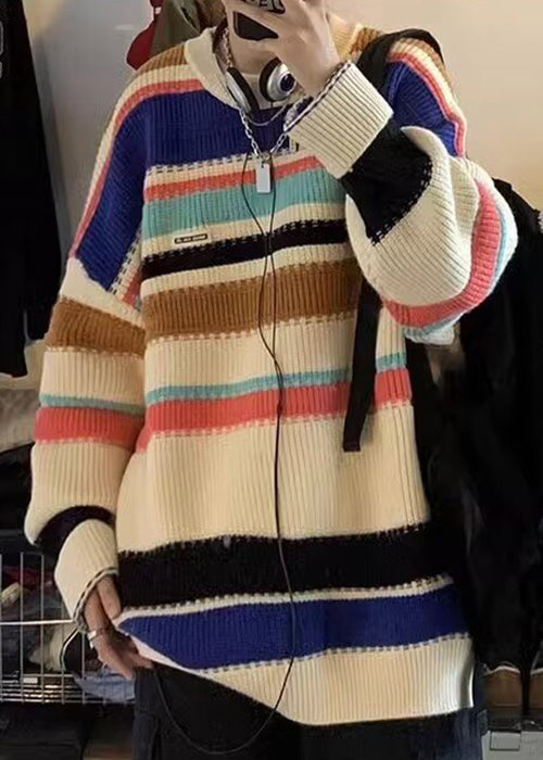 Rainbow Striped Cozy Knit Sweaters Winter Qf025