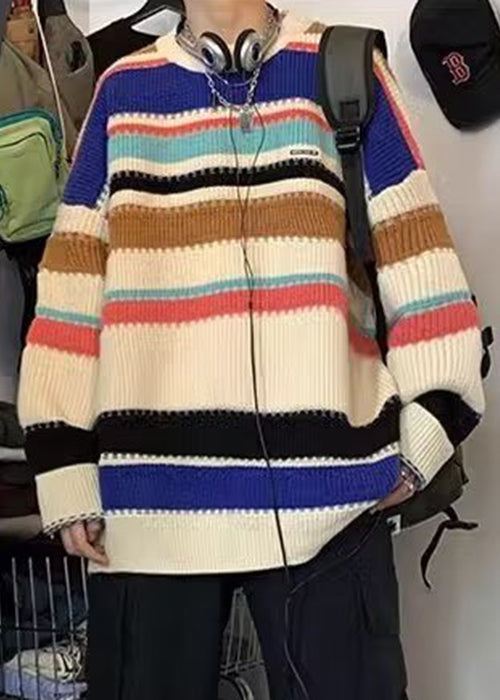 Rainbow Striped Cozy Knit Sweaters Winter Qf025