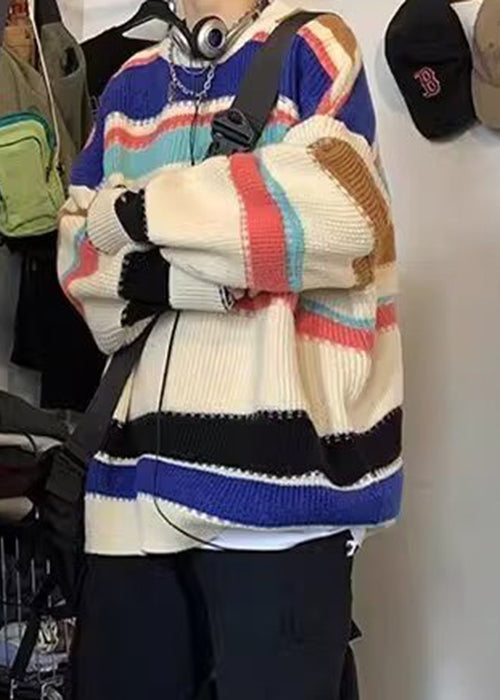 Rainbow Striped Cozy Knit Sweaters Winter Qf025