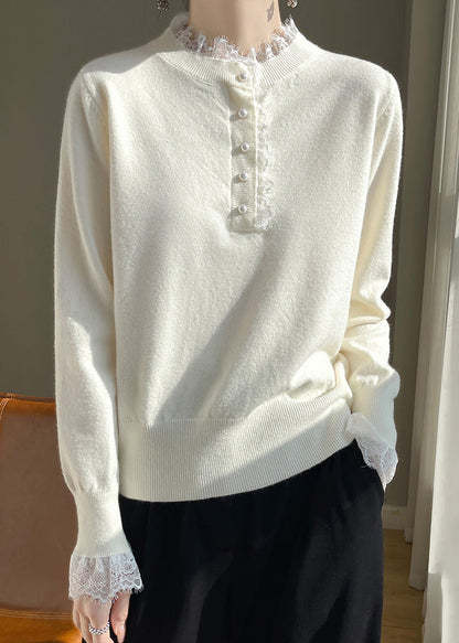 Red Lace Patchwork Wool Knit Sweaters Fall Qp065