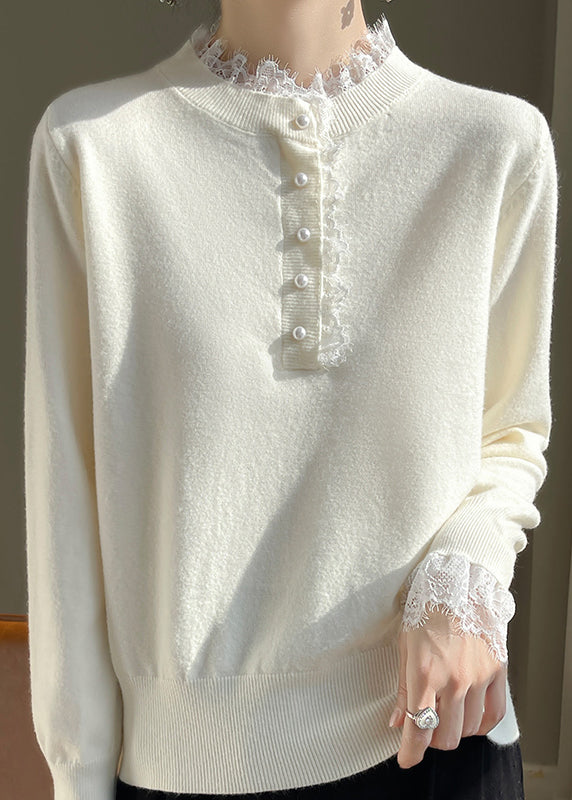 Red Lace Patchwork Wool Knit Sweaters Fall Qp065