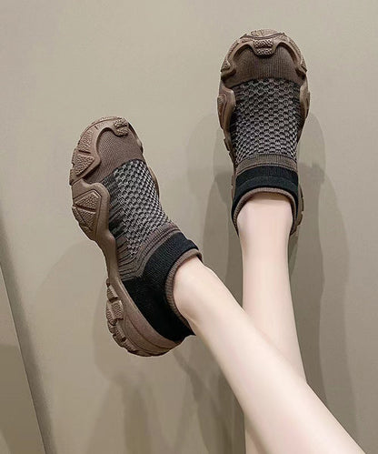 Splicing Breathable Platform Beige Sport Shoes Jj024