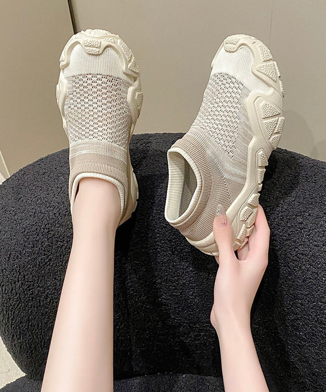 Splicing Breathable Platform Beige Sport Shoes Jj024