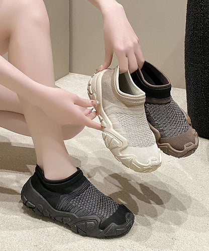 Splicing Breathable Platform Beige Sport Shoes Jj024