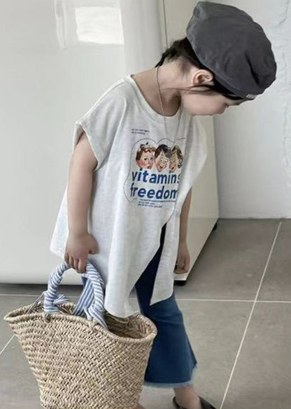 White Asymmetrical Patchwork T Shirts and Denim Pants Two Piece Set Short Sleeve Yu1085