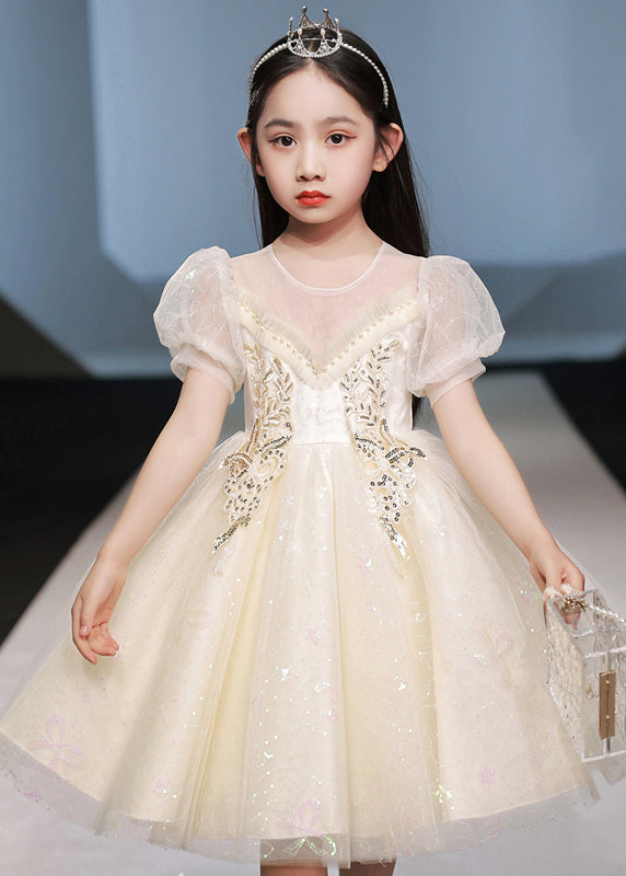 White Nail Bead Patchwork Tulle Vacation Maxi Dresses Short Sleeve Xz042