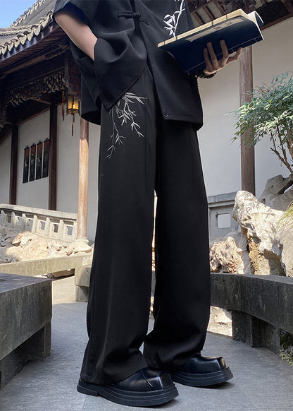 Chinese Style Apricot Embroidery Ice Silk Pants Summer Yt057