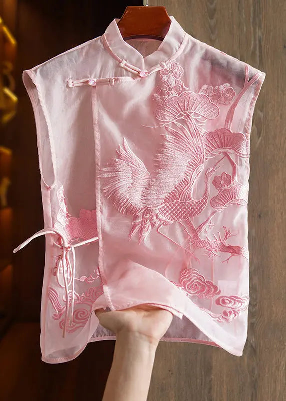 Chinese Style Embroidered Lace Up Waistcoat Sleeveless