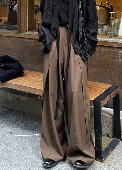 Chinese Style Black High Wais Patchwork Pants Sa030