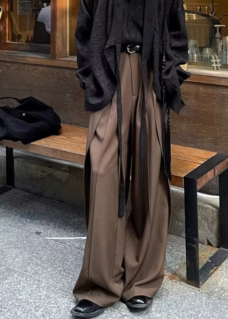 Chinese Style Black High Wais Patchwork Pants Sa030