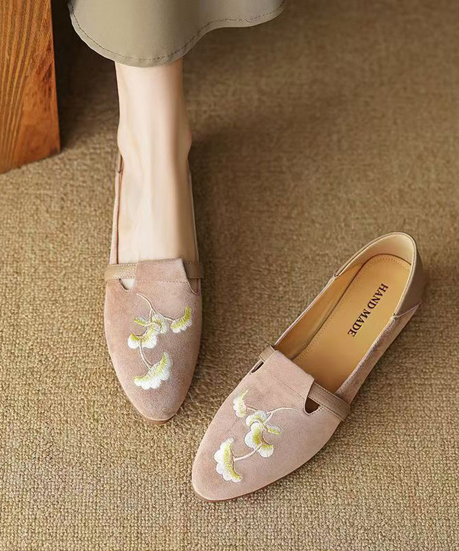 Chinese Style Black Suede Embroidered Chunky Loafer Shoes Yc029