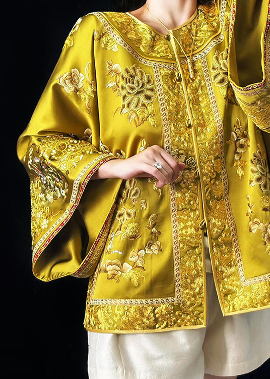 Chinese Style Gold Handmade Embroidered Coat Fall Wp042