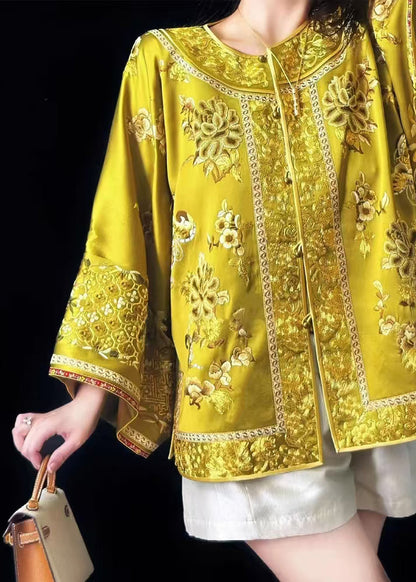 Chinese Style Gold Handmade Embroidered Coat Fall Wp042