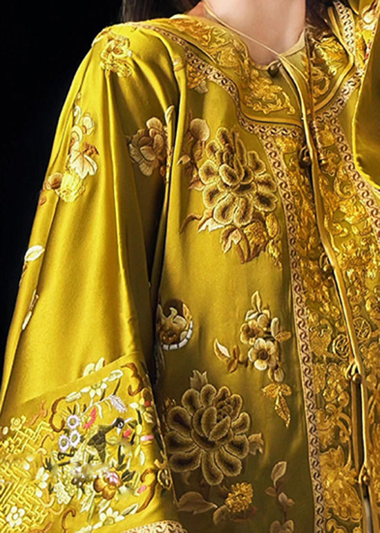 Chinese Style Gold Handmade Embroidered Coat Fall Wp042