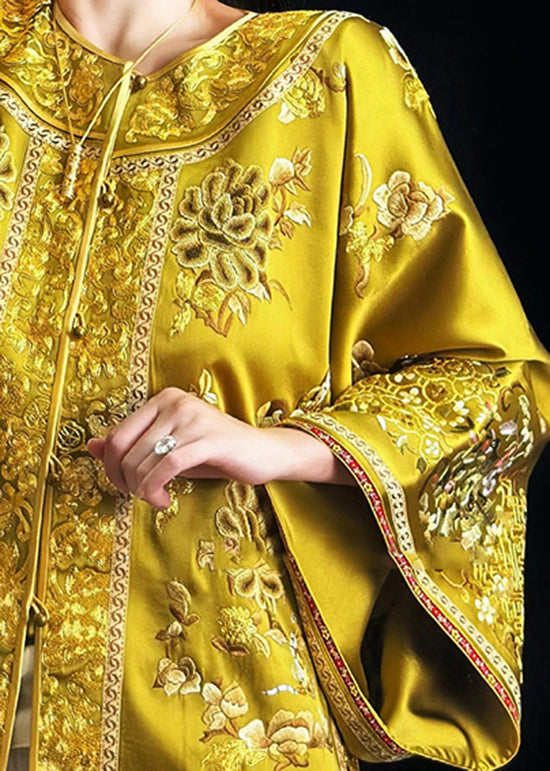 Chinese Style Gold Handmade Embroidered Coat Fall Wp042