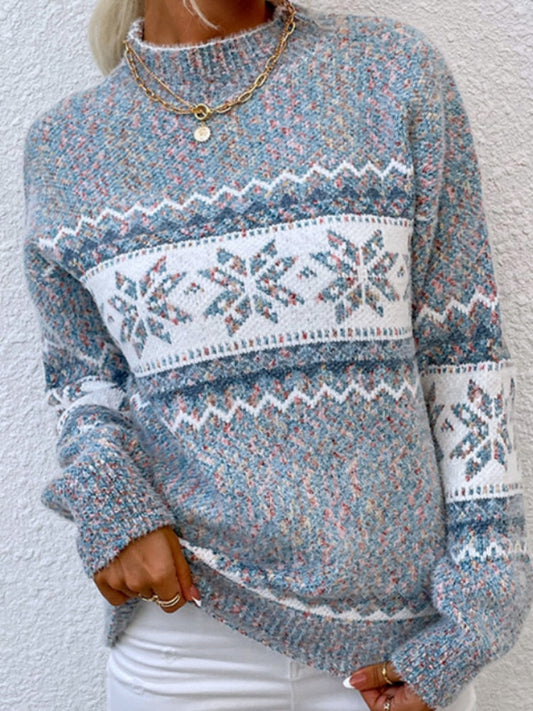 Dressbetty - Snowflake Turtleneck Loose Sweater