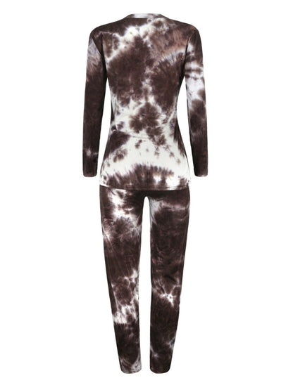 V Neck Tie Dye Skinny Pants Set Ac2054
