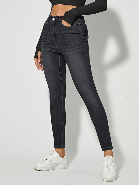 Classic Skinny Jeans High Waist Stretch Jean Wash Denim Leggings Slim Elastic Pencil Pant