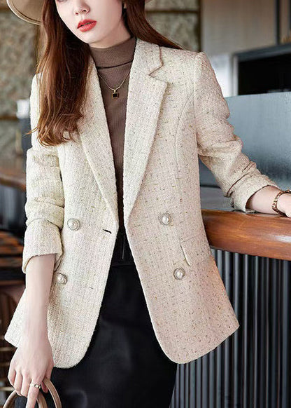 Classy Apricot Double Breast Woolen Coat Spring Yj038