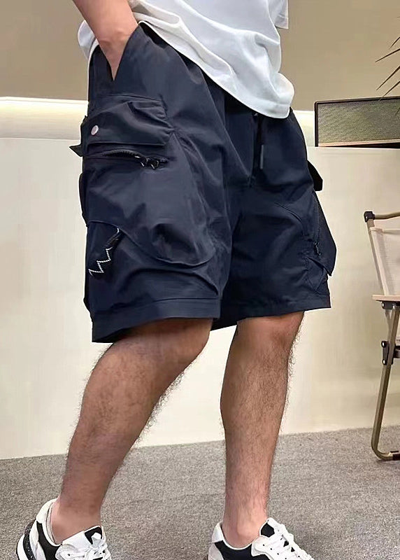 Shorts Drawstring Army Cotton Pockets Classy Zippered Green