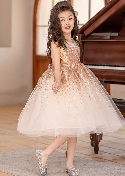 Classy Beige O-neck Wrinkled Tulle Long Dress Sleeveless Ew028