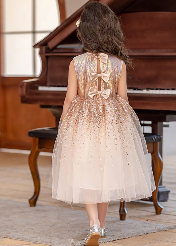 Classy Beige O-neck Wrinkled Tulle Long Dress Sleeveless Ew028